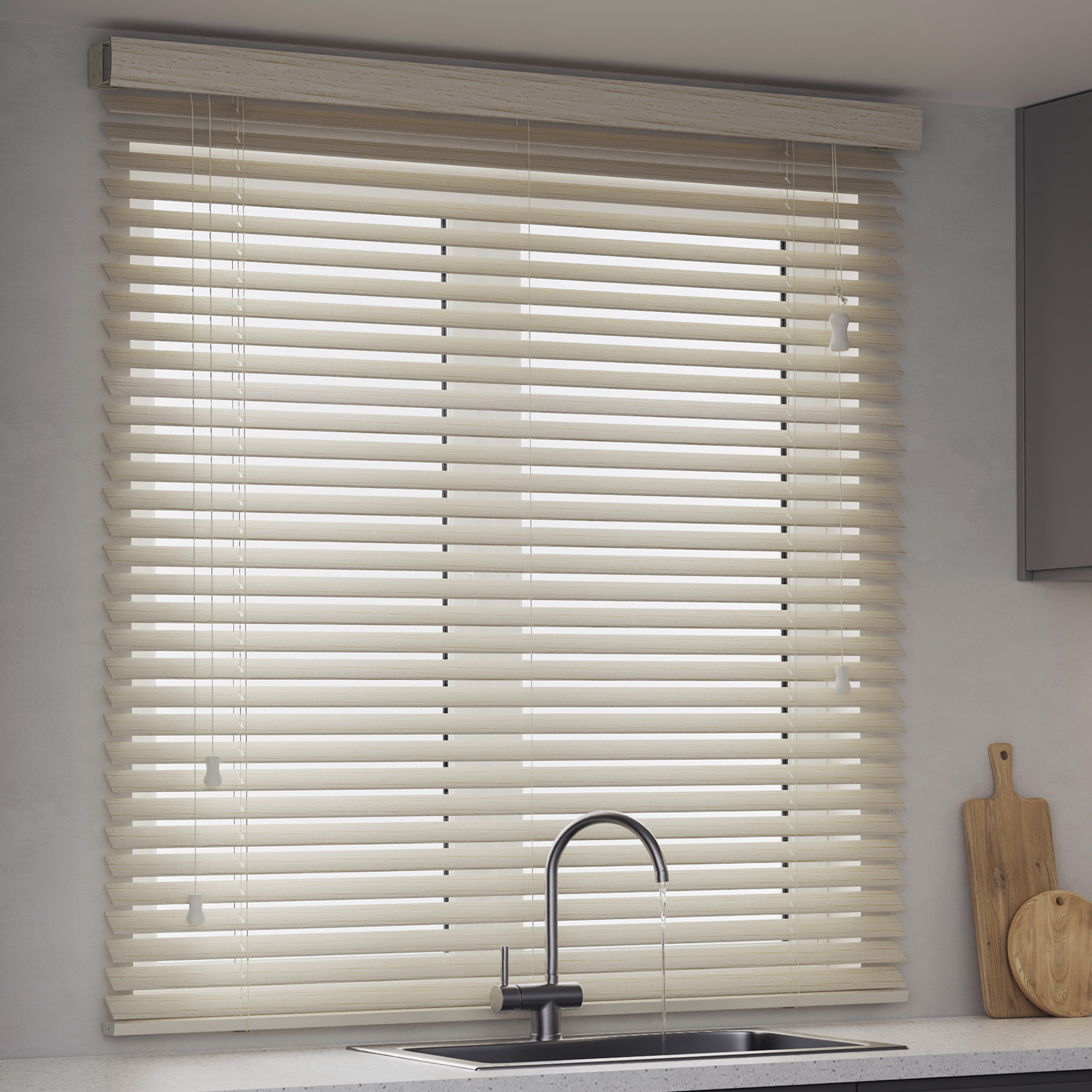 Persiana Veneciana de Imitación Madera KAYA 35 mm | 70 x 130 cm, madera clara estructurado