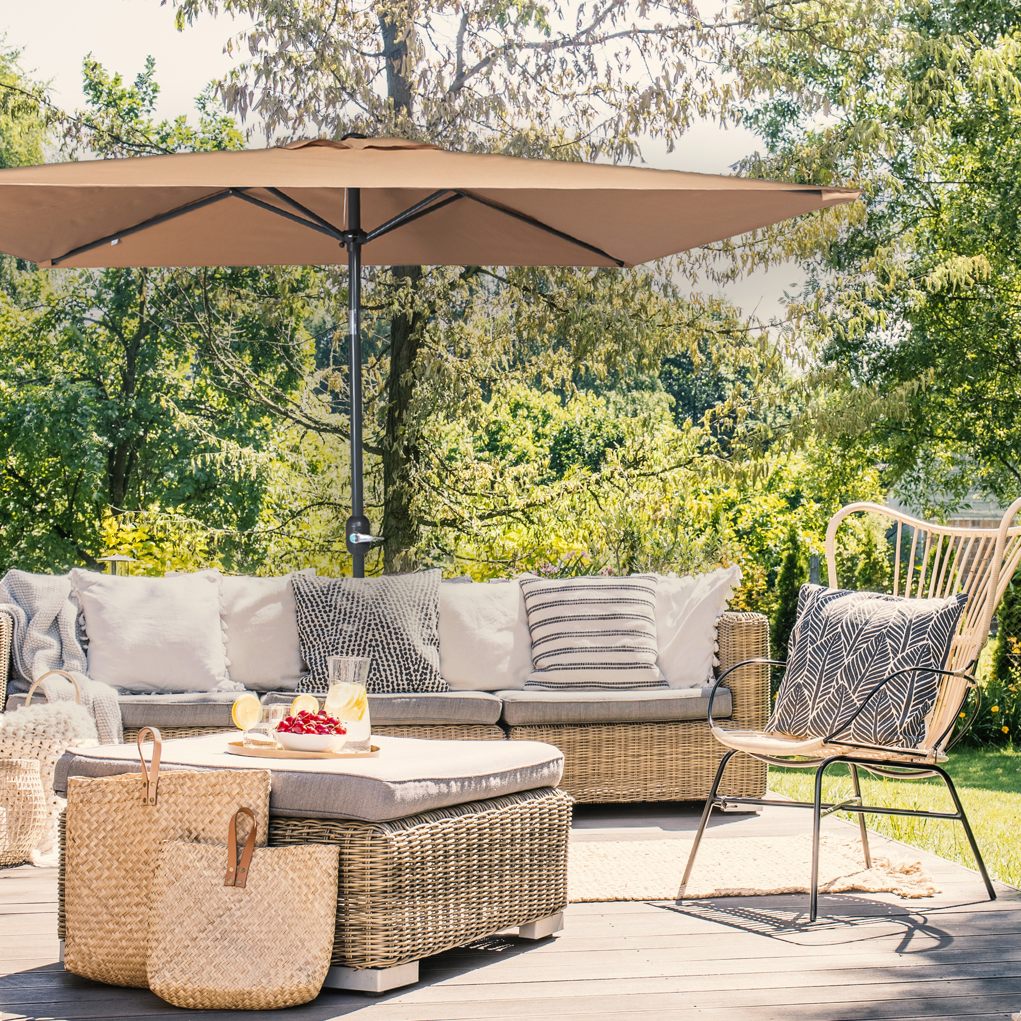 parajuna - Pequeña Sombrilla Plegable | 2,3 x 1,3 m, rectangular, crema