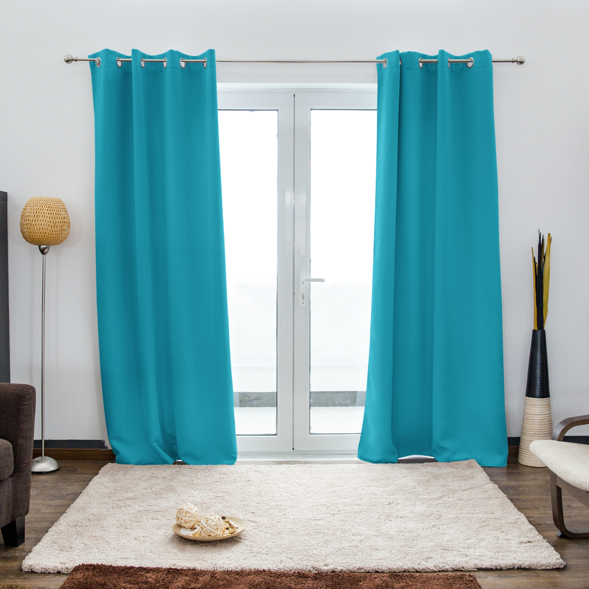 Cortina con Ojales AURORA | opaco, 140 x 245 cm, azul claro, 2 unidades