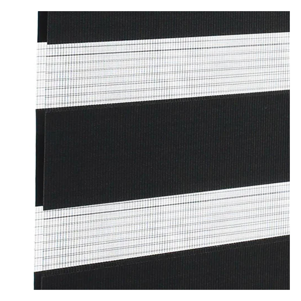 Muestra de tejido para estor enrollable noche y  día a medida | BH07 negro / traslúcido / London