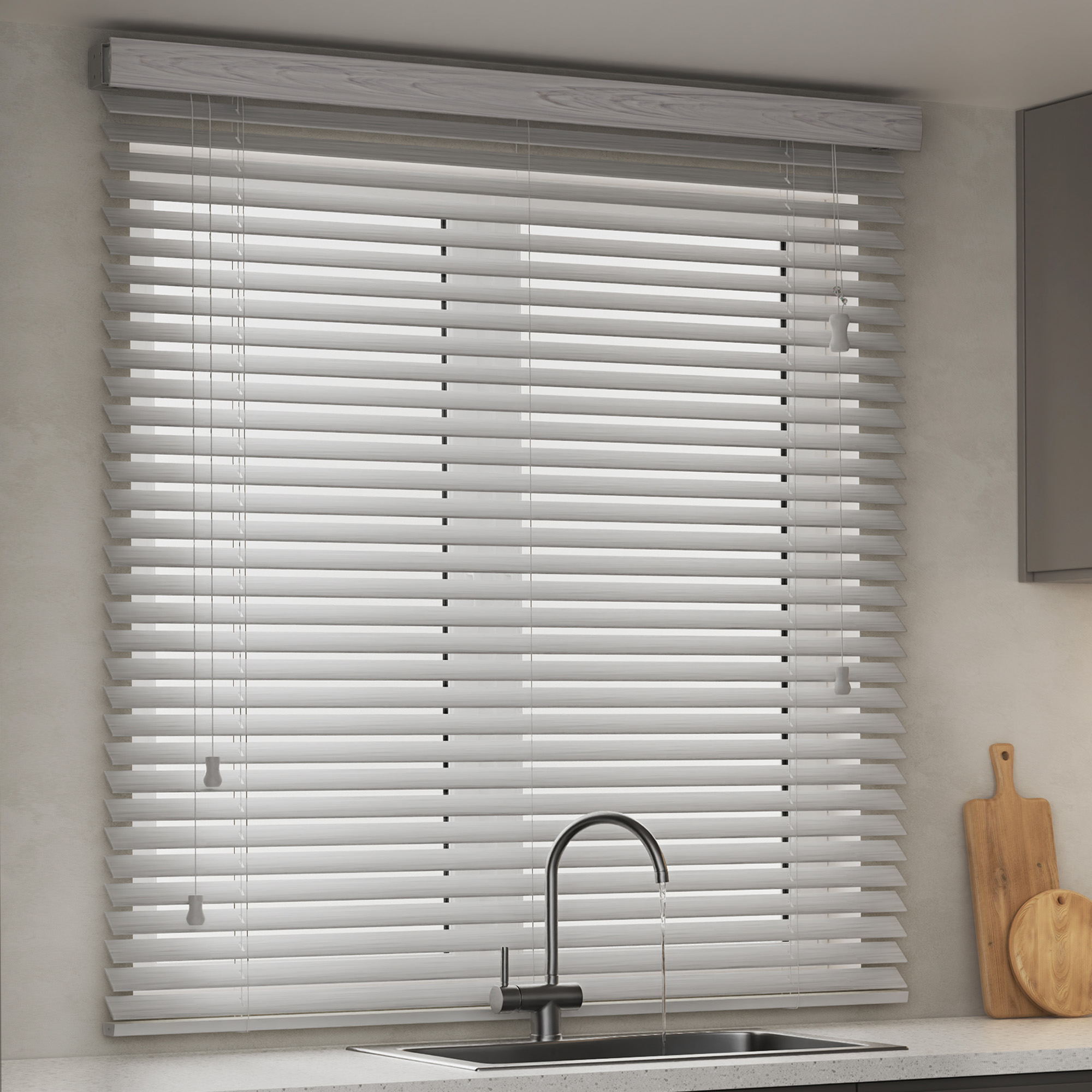 Persiana Veneciana de Imitación Madera KAYA 35 mm | 70 x 130 cm, multicolor blanco estructurado