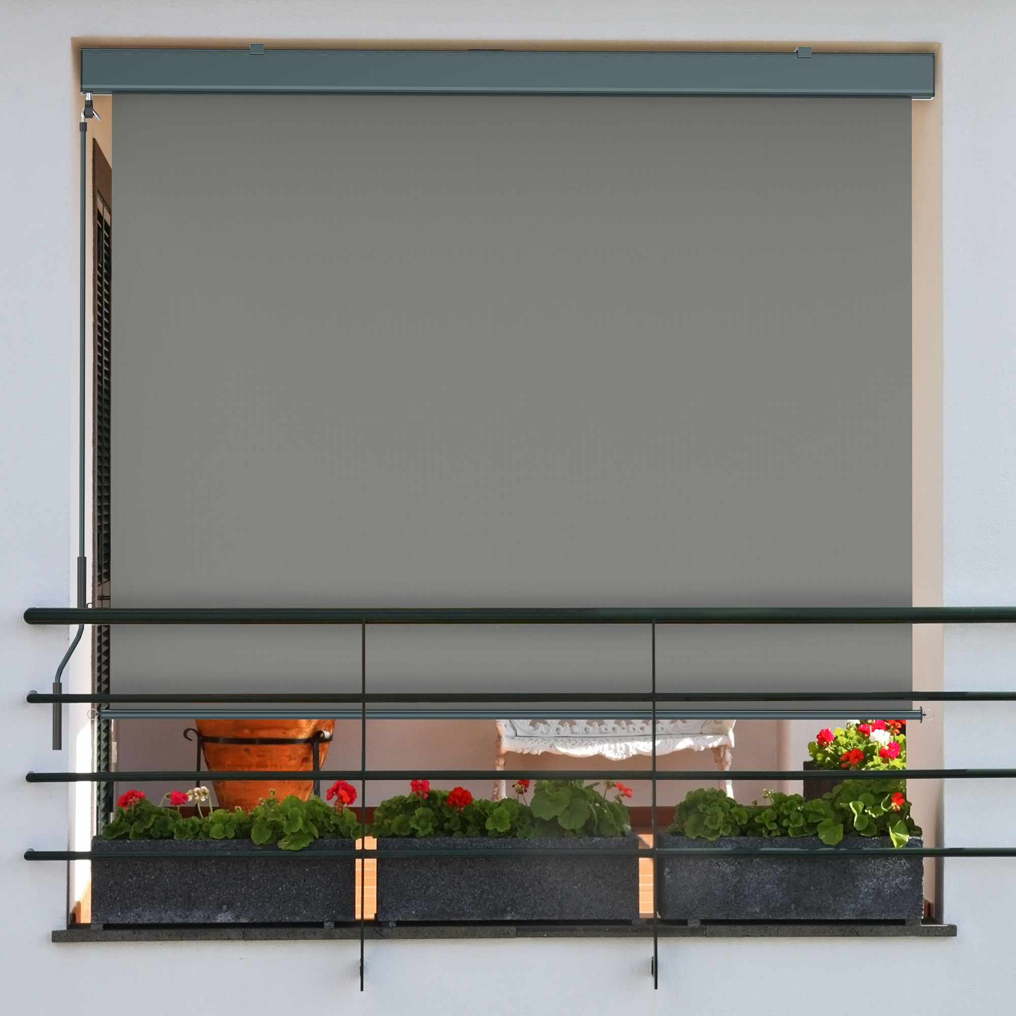 Toldo Vertical 2000 con Cajón & Manivela | 1,2 x 2,5 m, antracita/gris