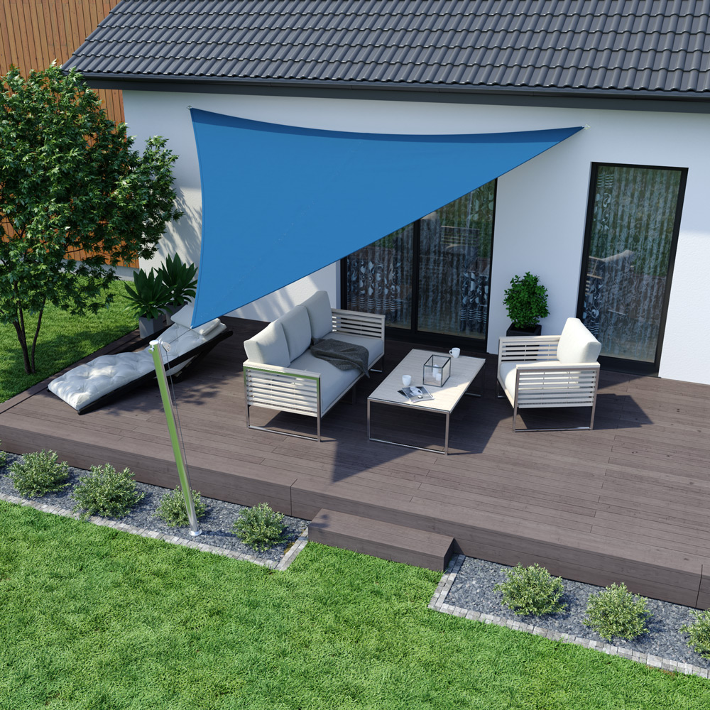 Toldo Vela - Poliestere / Impermeable | 3,6 x 3,6 x 3,6 m, triangular, azul celeste