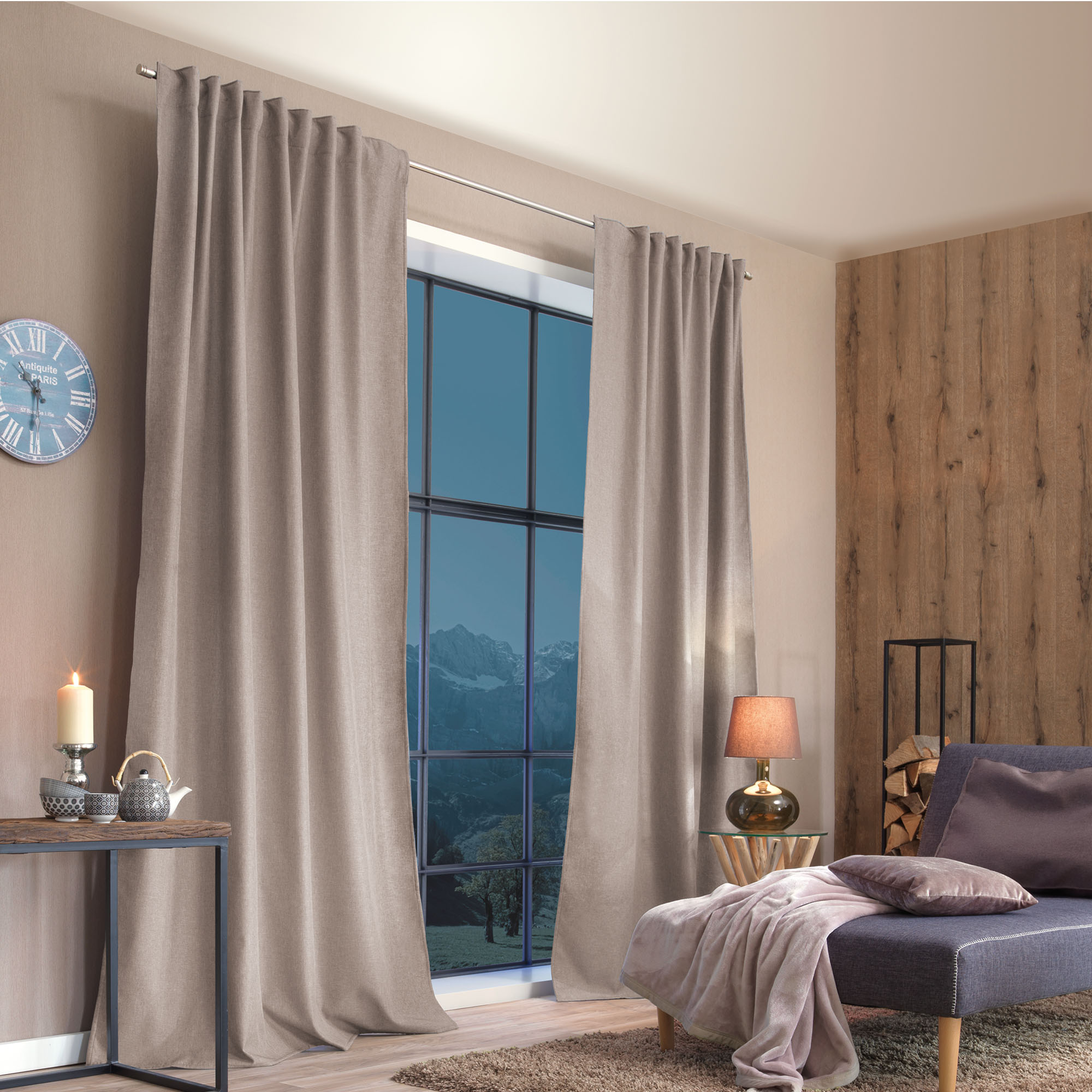 Cortina Térmica con Cinta Multifunción ESKIMO | opaco, 135 x 245 cm, natural, 2 unidades