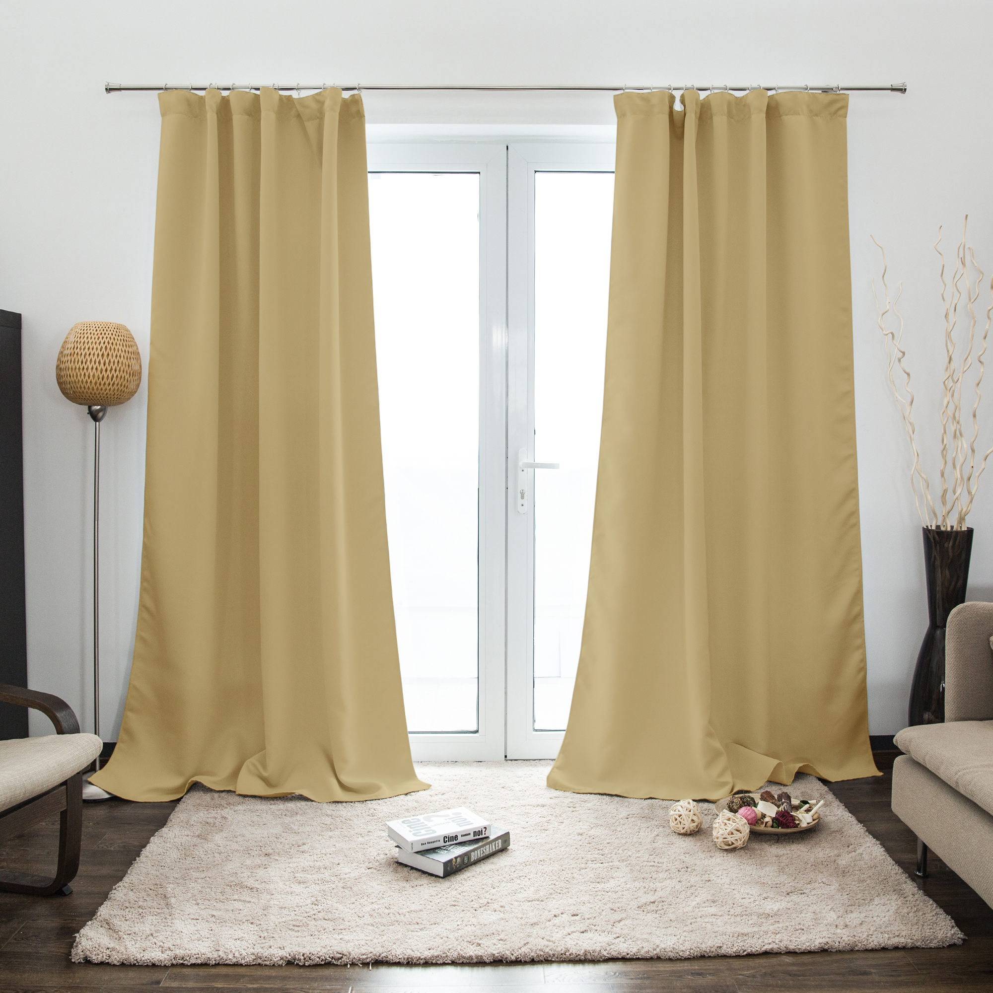 Cortina Fruncida AURORA | opaco, 140 x 235 cm, crema, 2 unidades