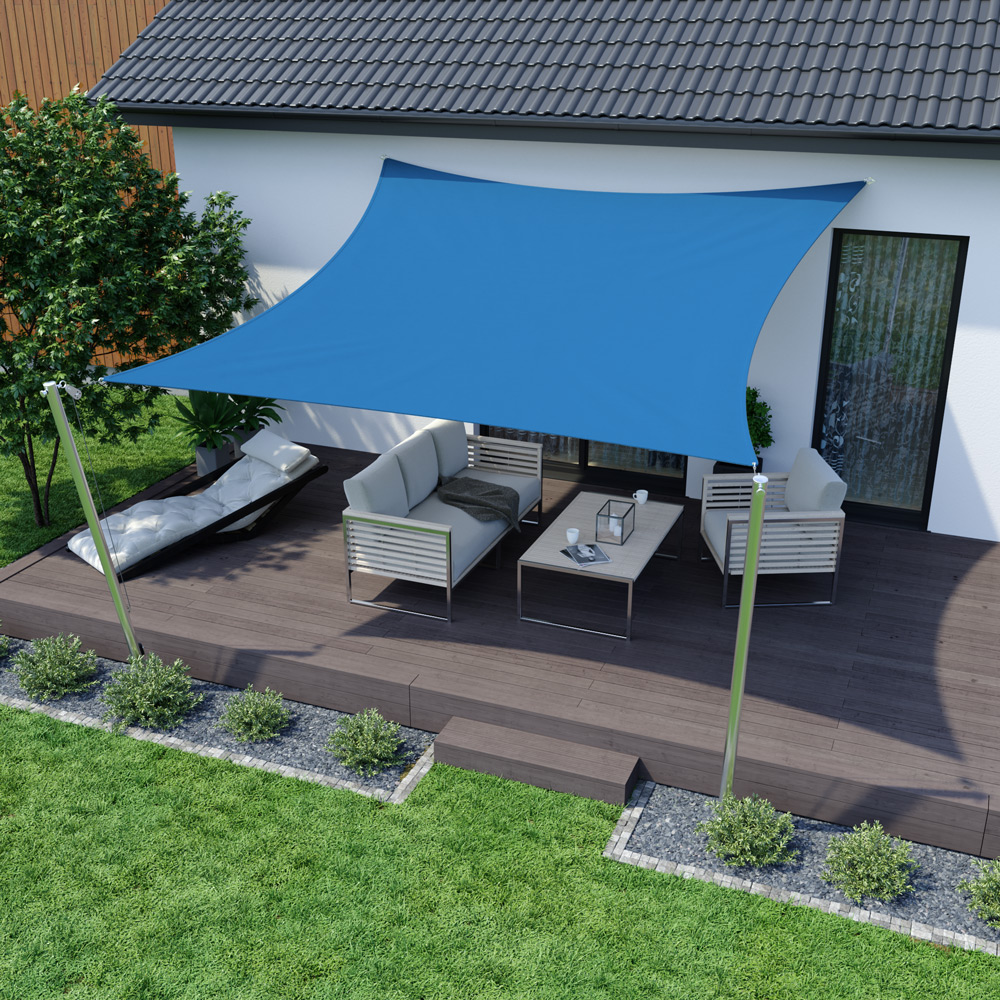 Toldo Vela - Poliestere / Impermeable | 3,0 x 3,0 m, cuadrado, azul celeste