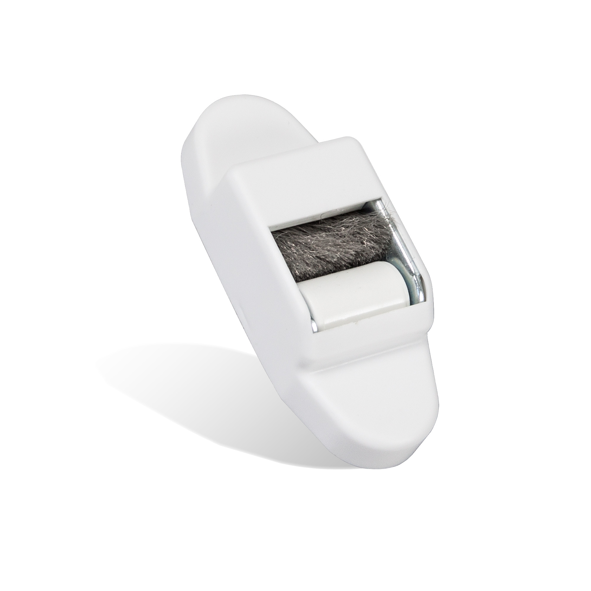 Mini rodillo guía de cinta para persiana incl. burlete de cepillo | blanco