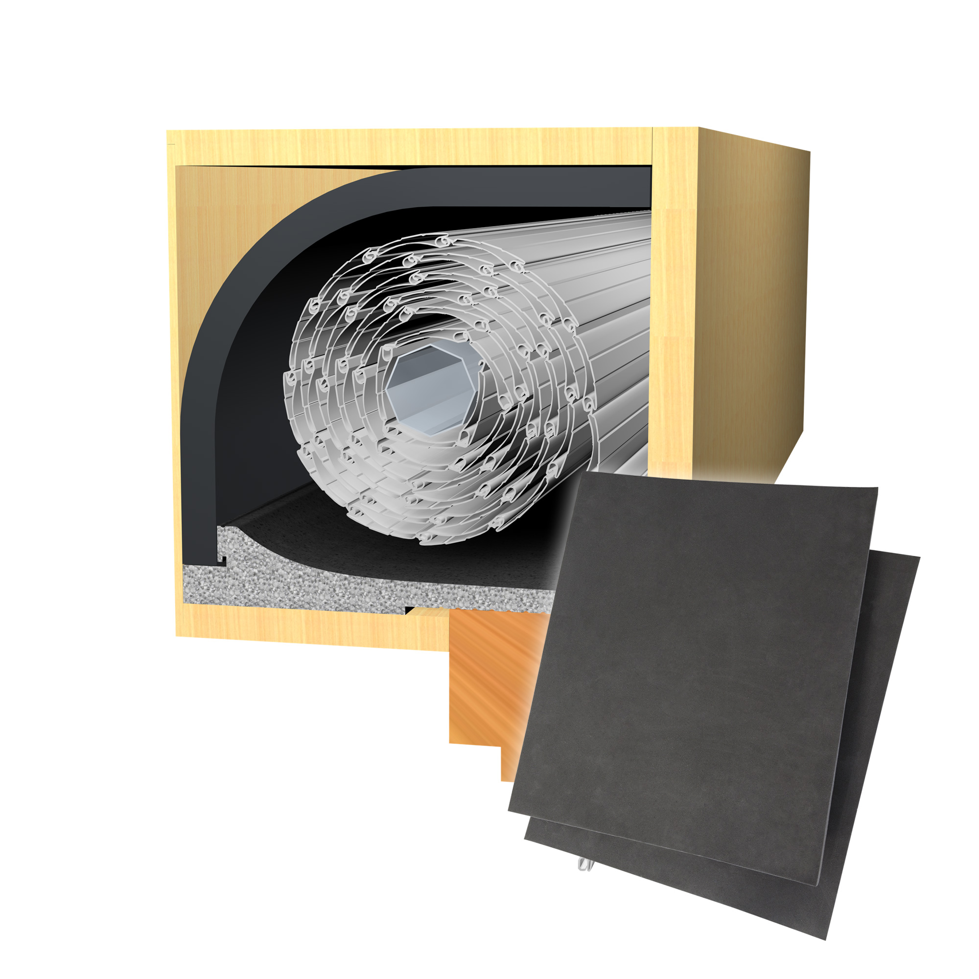 Aislamiento térmico para persiana 25 mm / 100 x 50 cm + Aislamiento de la tapa 100 x 24 cm + Aislamiento de la parte lateral