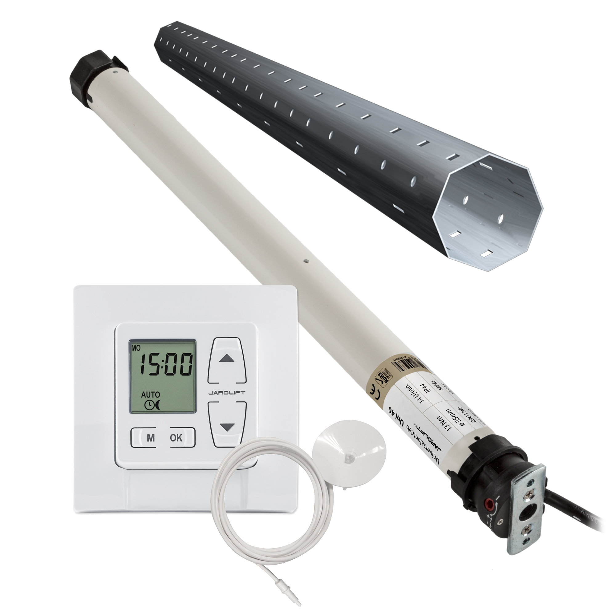 Motor para persiana Universel | UNI40 (13 Nm / SW40) + Thor & Sensor + Kit eje para cajón exterior 2