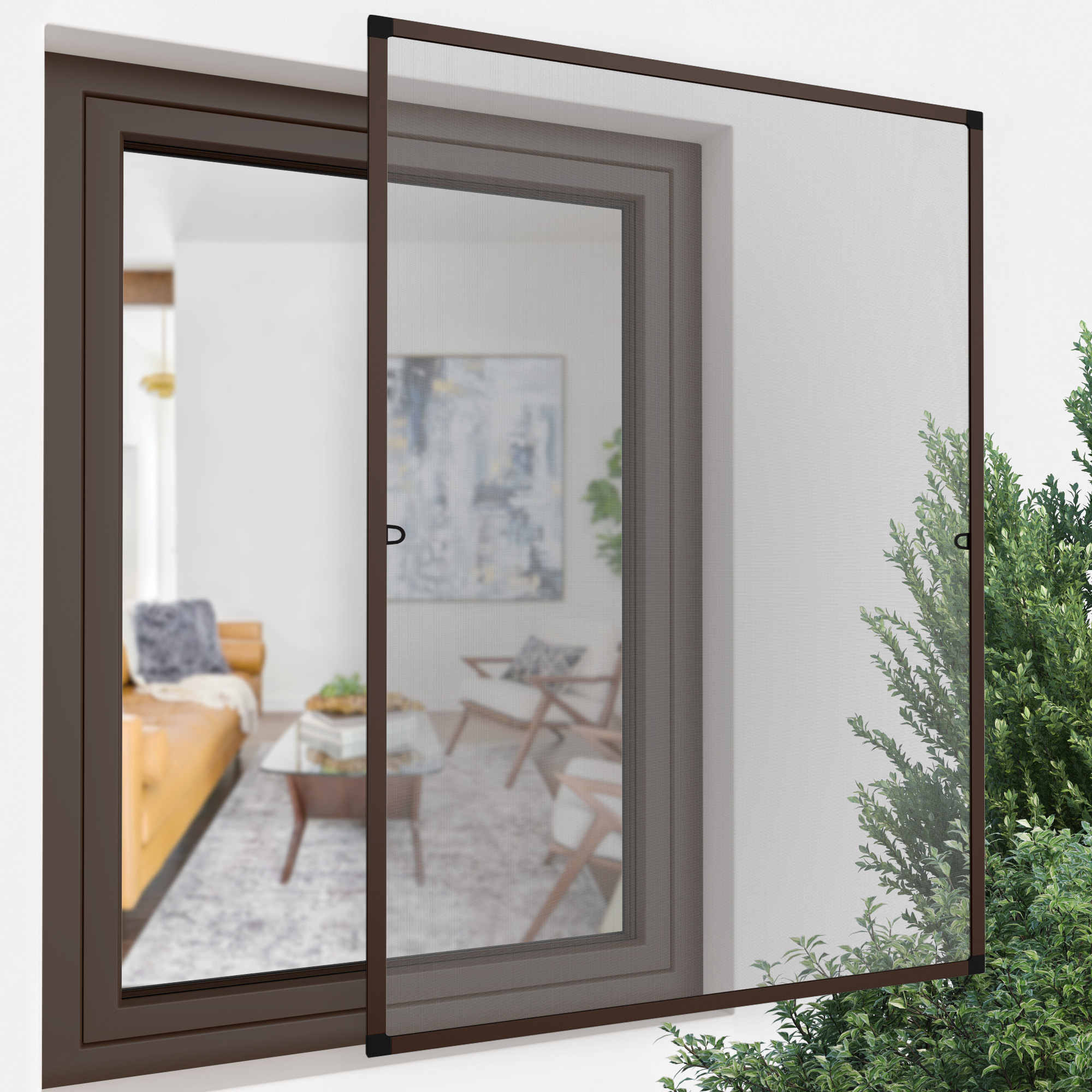 Marco Tensor de Mosquitera para Ventanas ProfiLine | 60 x 150 cm, marrón