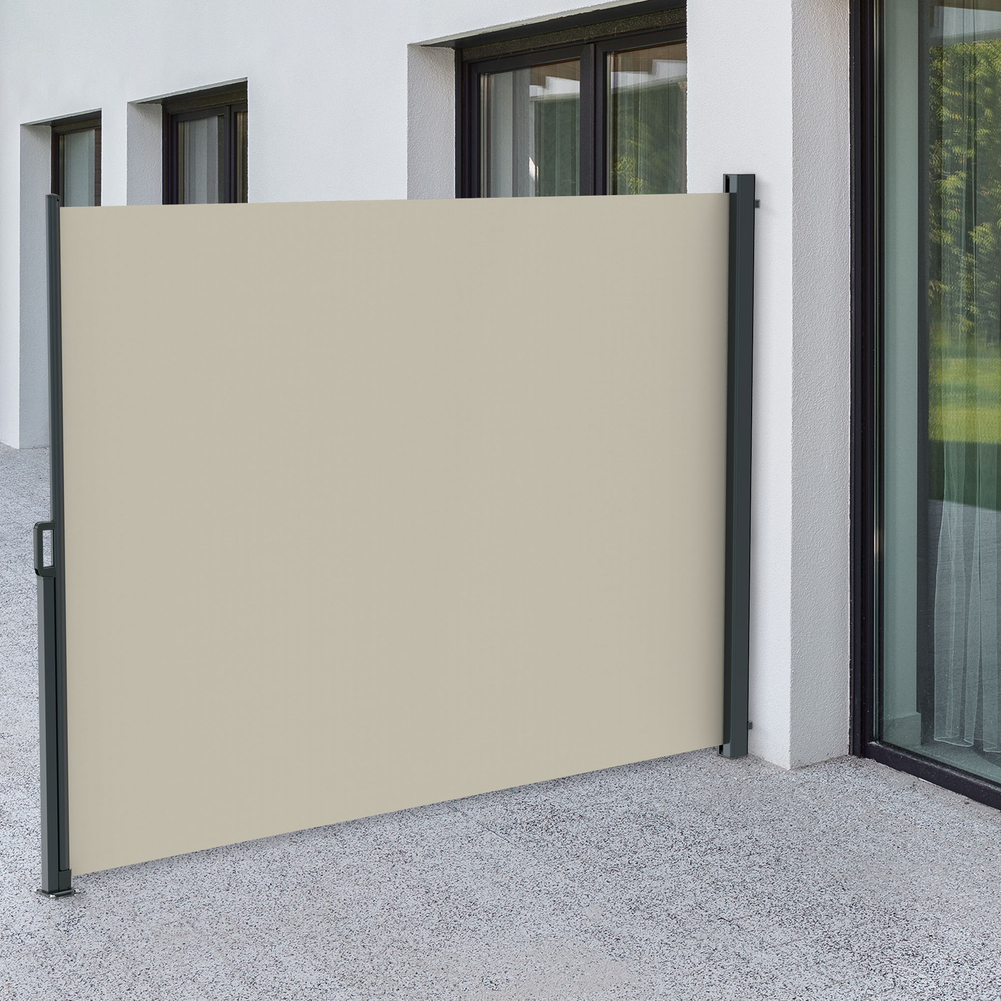Toldo Lateral 2000 | 1,6 x 3 m | Estructura: antracita | Tejido: liso, beige