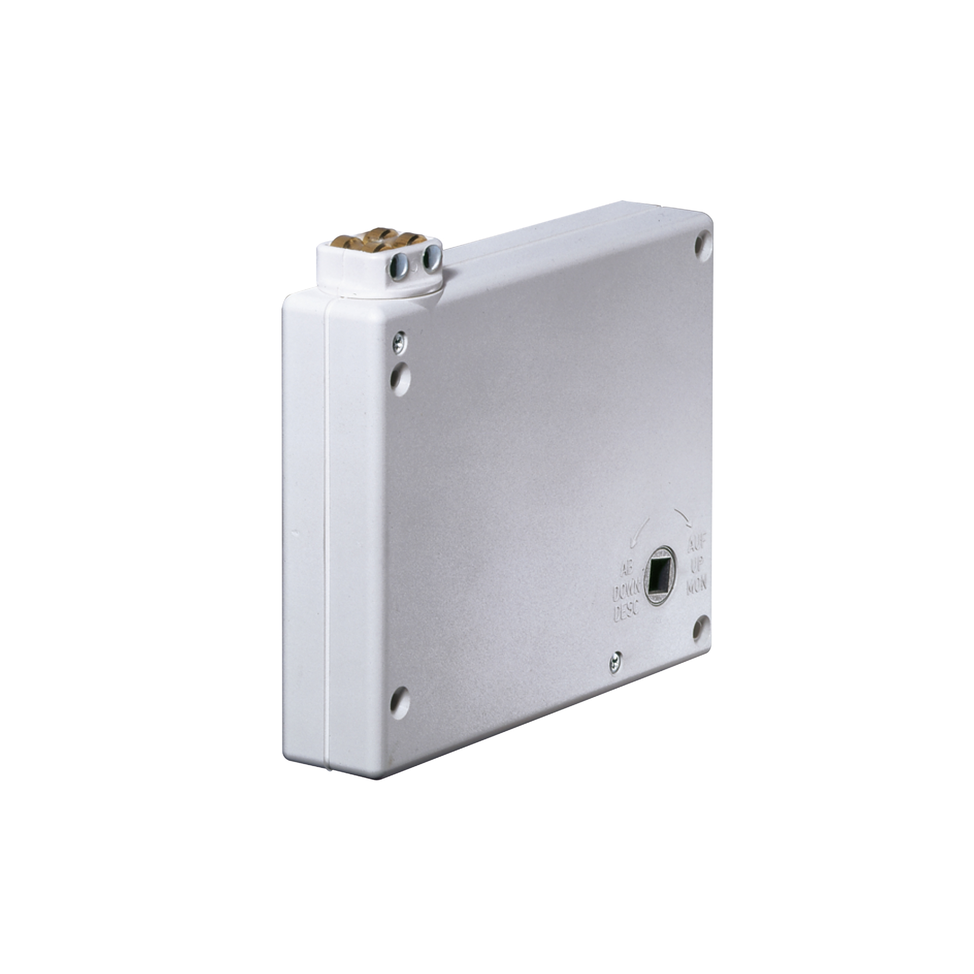 Mini recogedor de cordón con manivela y  engranaje, de sobreponer | blanco / sin cordón / con ayuda de recogida