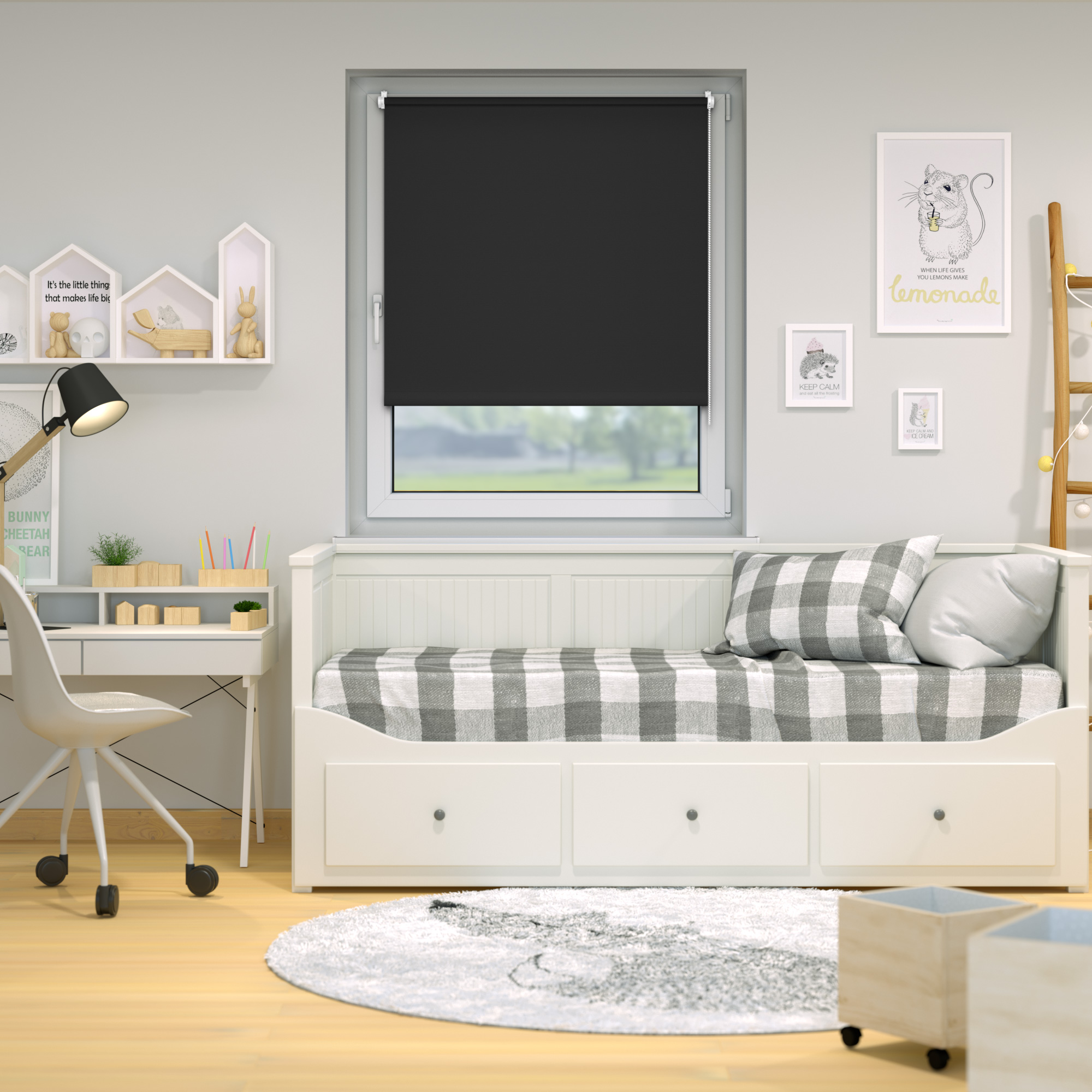 Estor Enrollable Opaco Tenebra | 35 x 160 cm, negro