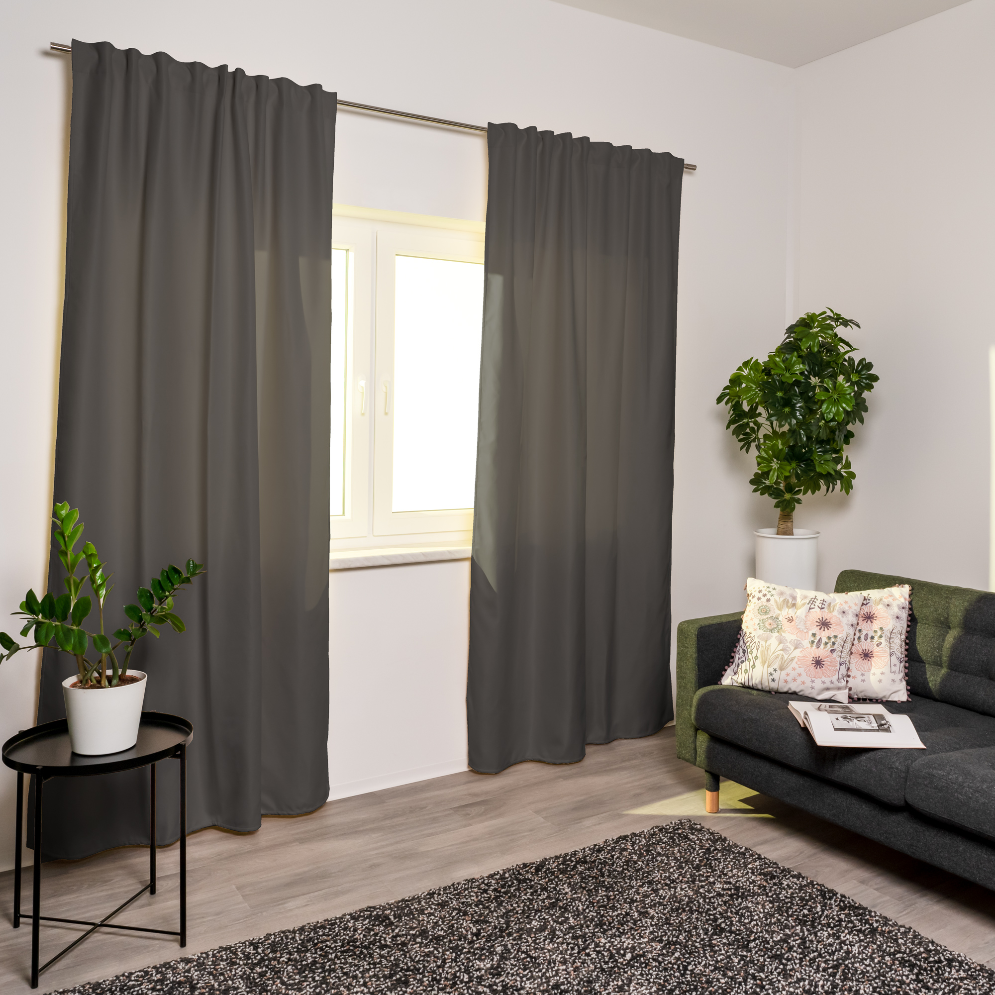 Cortina Térmica con Cinta Multifunción PELLU | opaco, 135 x 245 cm, gris, 2 unidades