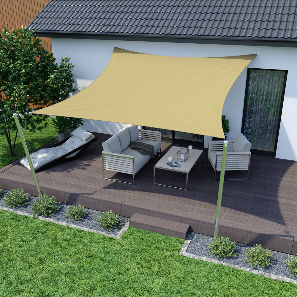 Toldo Vela - Poliestere / Impermeable | 3,6 x 3,6 m, cuadrado, arena