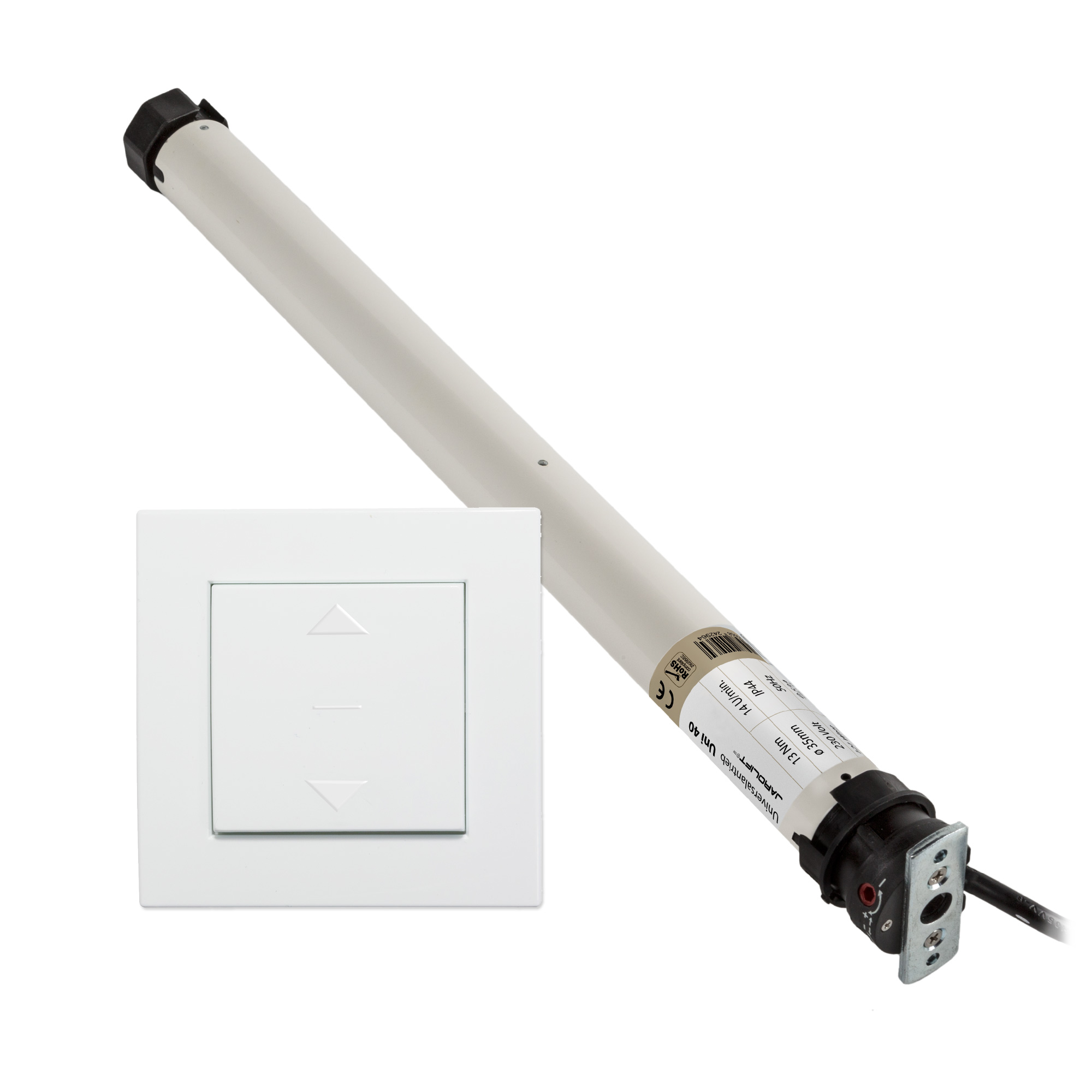 Motor para persiana Universel | UNI40 (13 Nm / SW40) + Interruptor basculante de diseño