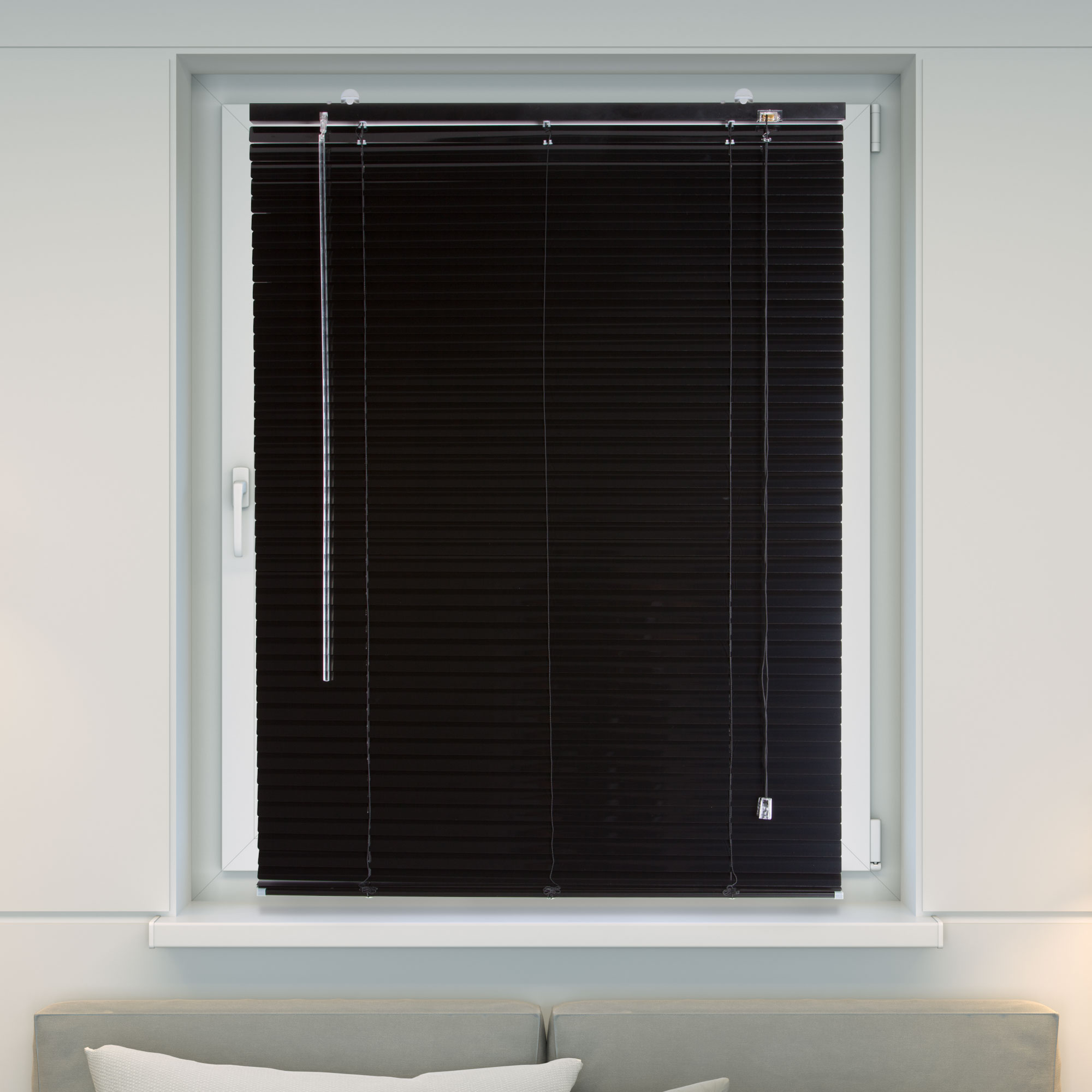 Persiana Veneciana de Aluminio | 65 x 175 cm, negro brillante