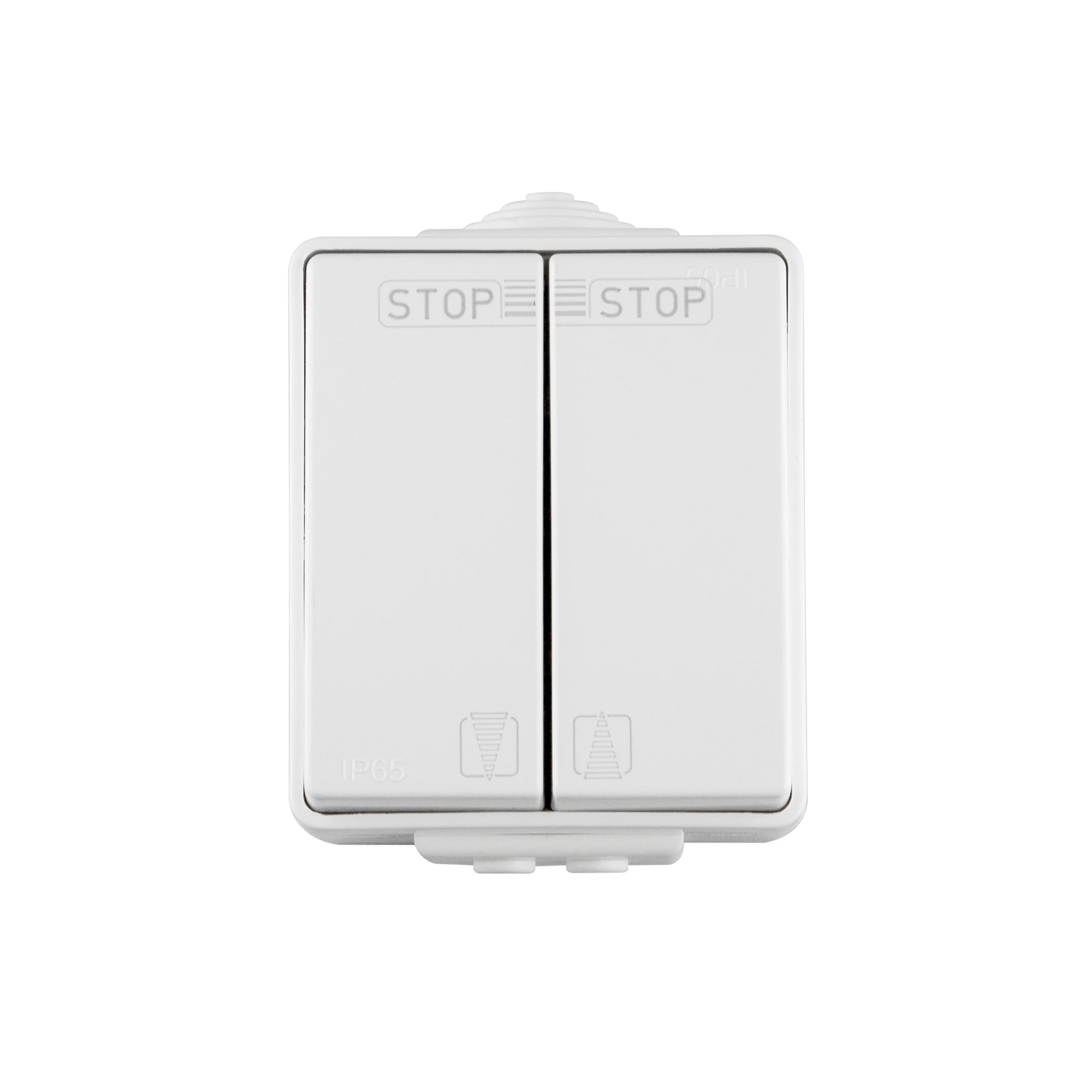 Interruptor de estores para zonas húmedas IP65 | Interruptor de superficie / basculante / blanco
