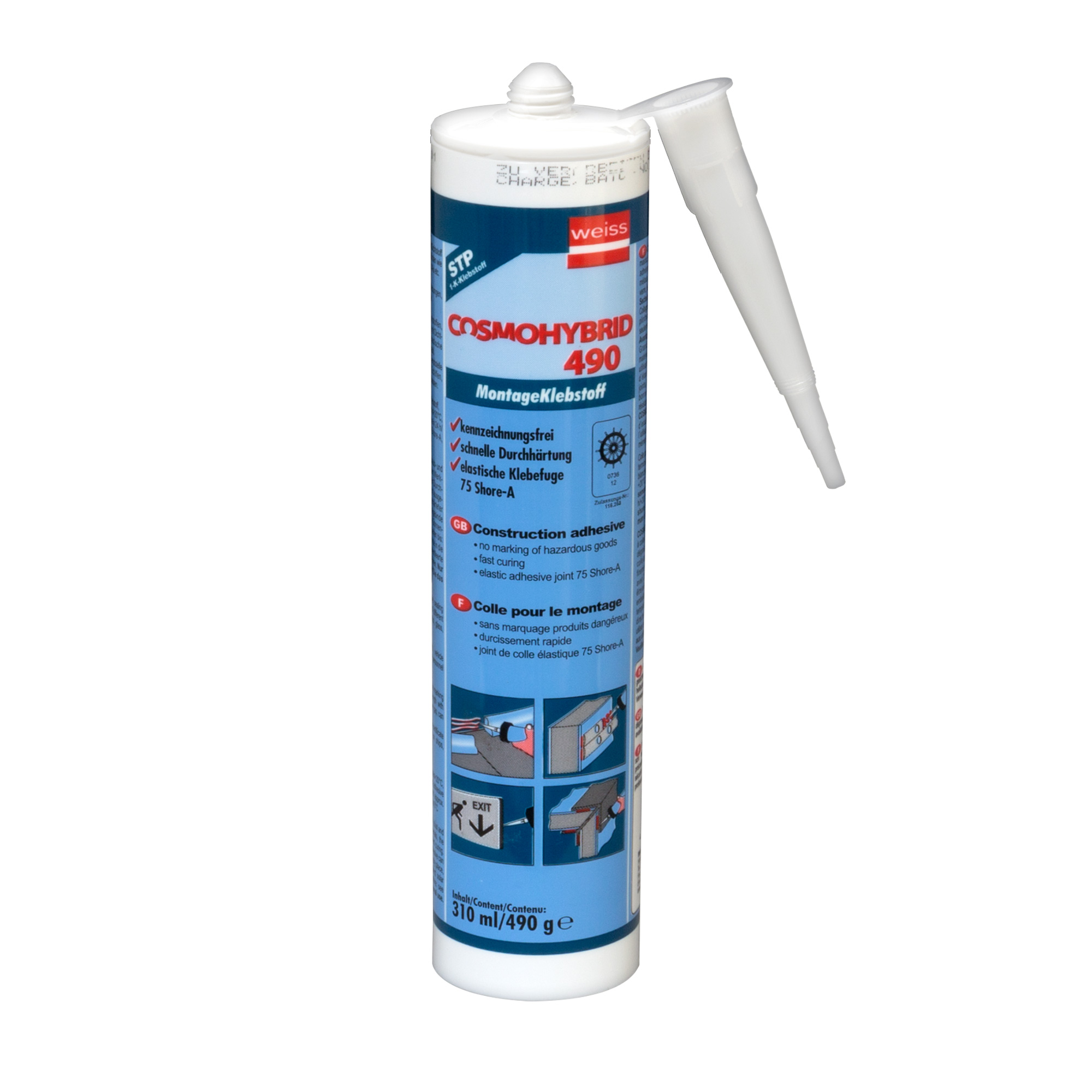 Adhesivo de montaje COSMOHYBRID 490 1-C-STP | 310 ml, 470 g