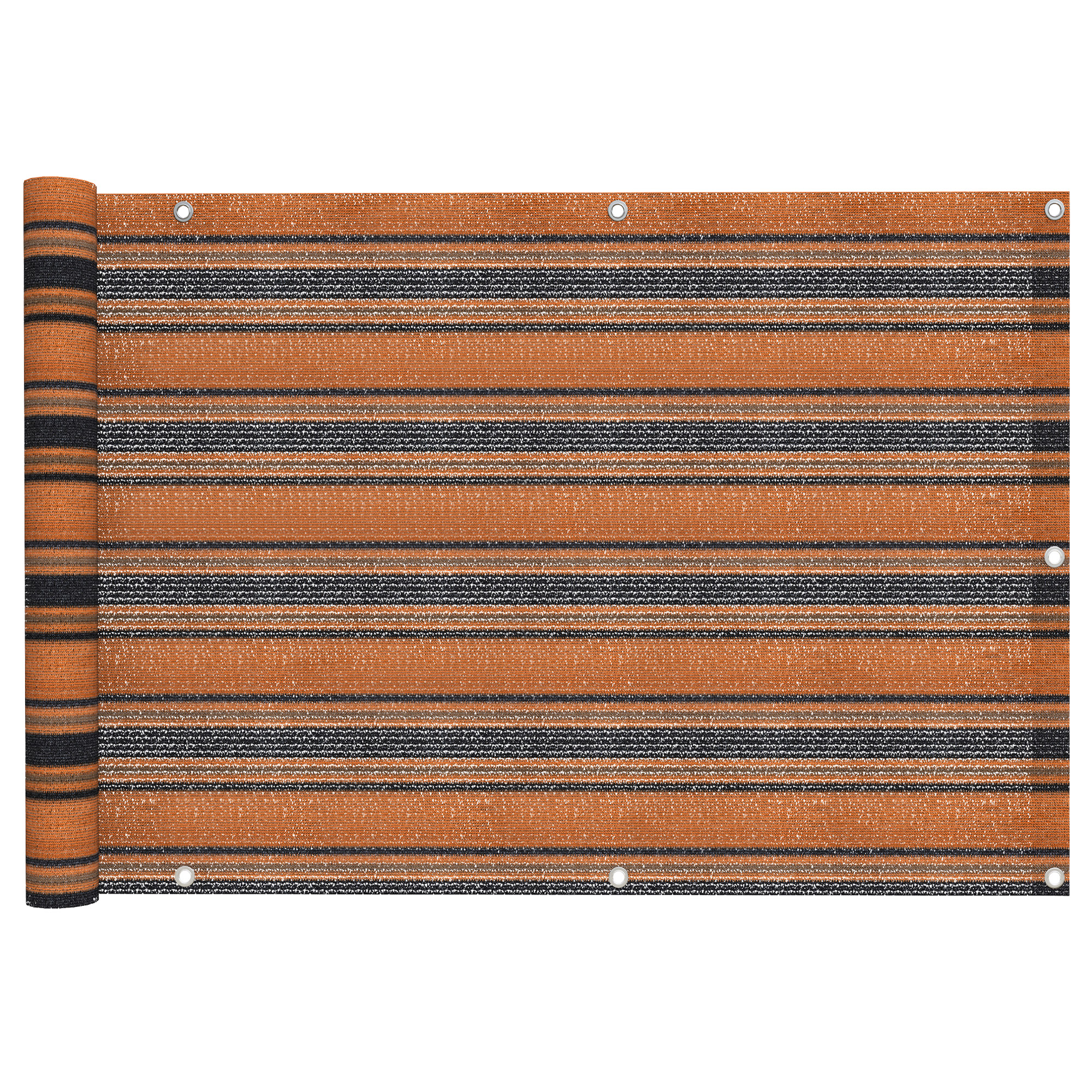 Malla de Ocultación para Balcón - Polietileno / Transpirable | 600 x 90 cm, naranja, marrón y negro