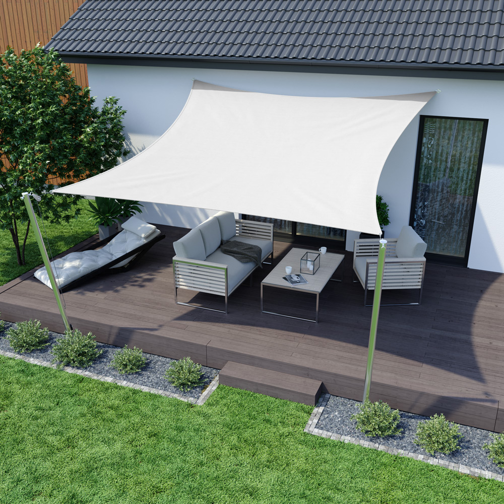 Toldo Vela - Poliestere / Impermeable | 3,0 x 3,0 m, cuadrado, blanco crema