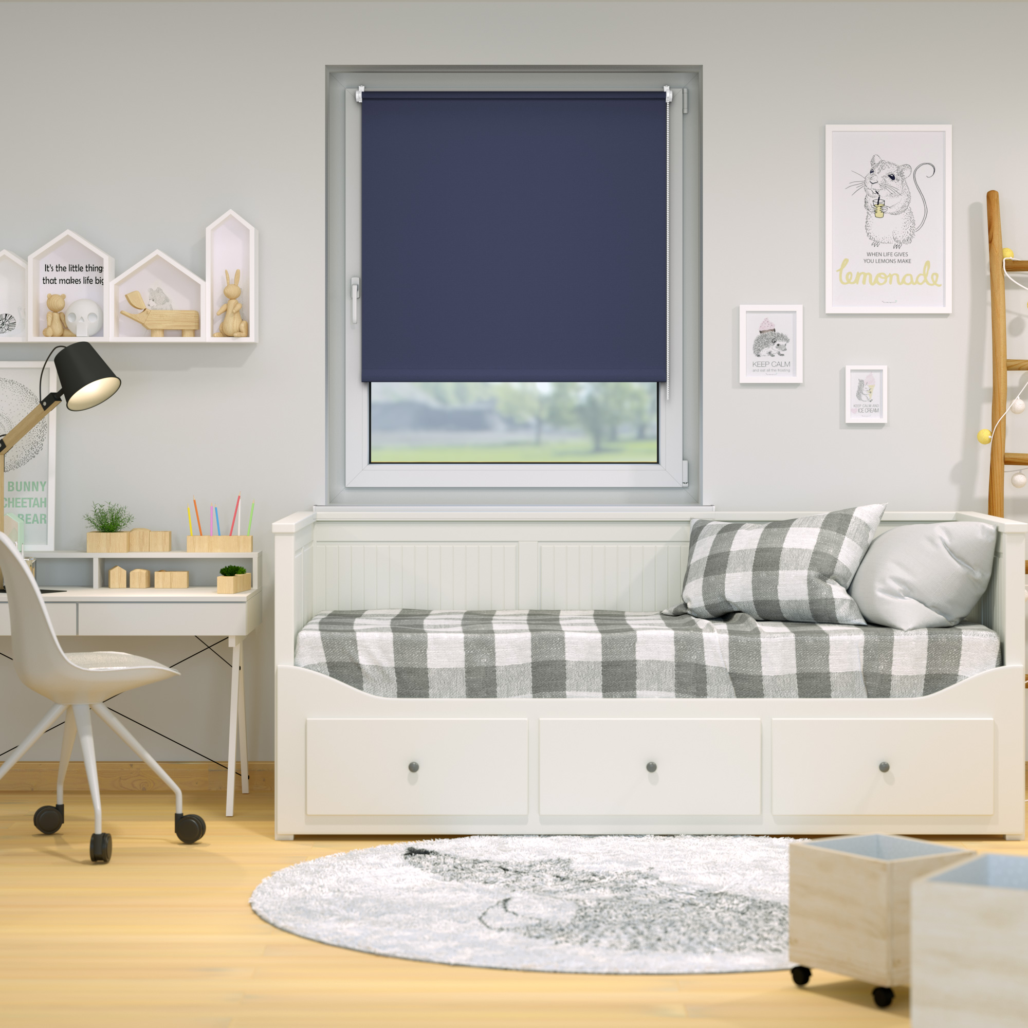 Estor Enrollable Opaco Tenebra | 35 x 160 cm, azul oscuro