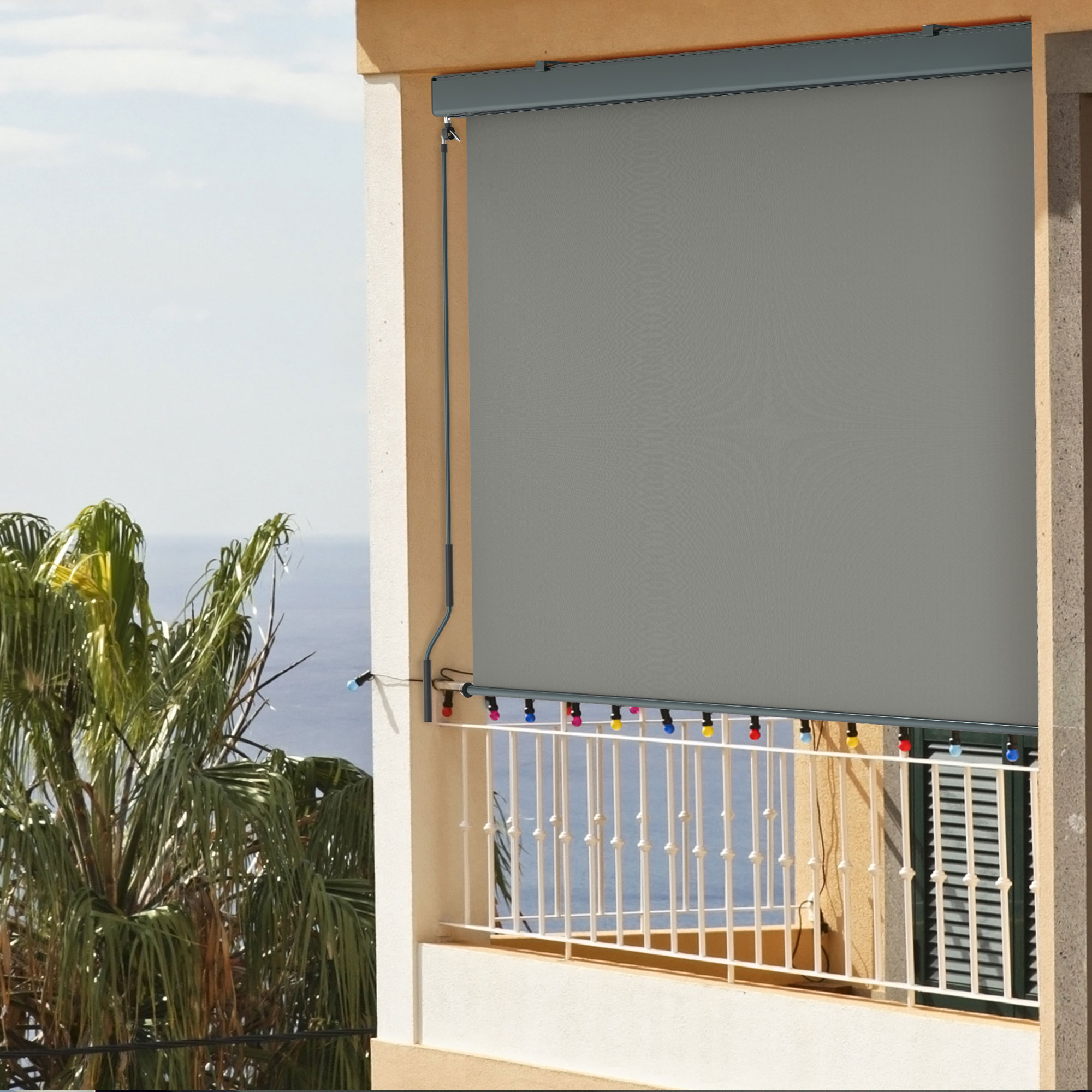 Toldo Vertical 2000 con Cajón & Manivela | 1,4 x 2,5 m, antracita/gris