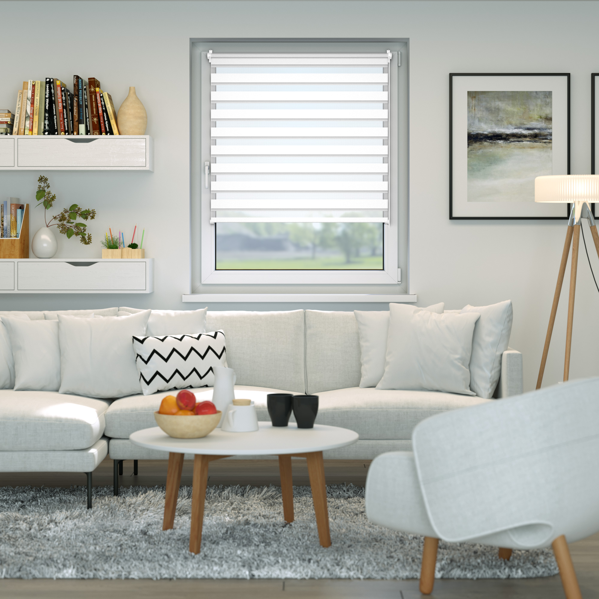 Estor Noche y Día Zevra | 45 x 230 cm, blanco